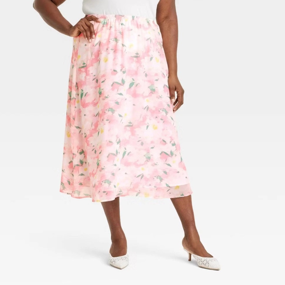Women’s a new day Floral  Sheer Maxi A-Line Skirt Size XXL